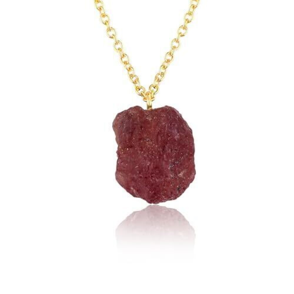 6448 Raw Strawberry Quartz Gemstone Necklace – Natural Crystal Pendant on